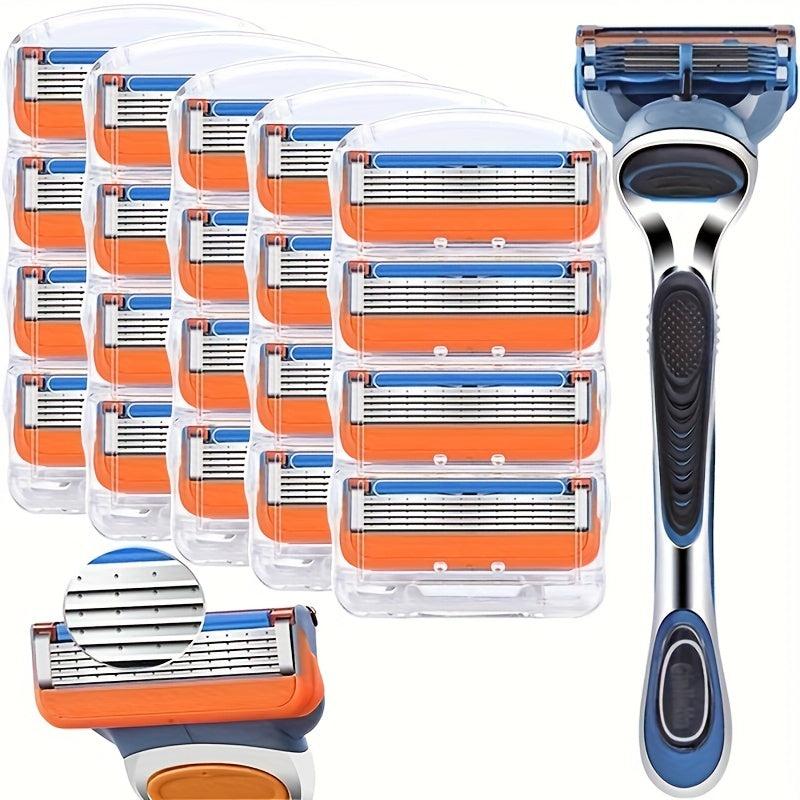 5-Layer Stainless Steel Men's Razor with Handle - Travel Shaving Kit