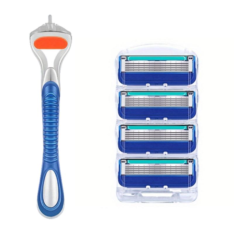 5-Layer Stainless Steel Men's Razor with Handle - Travel Shaving Kit
