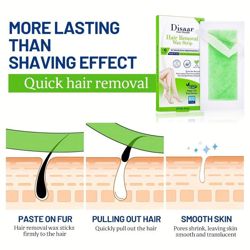 Hair Removal Waxing Strips for Smooth Skin - Legs, Underarms, Bikini Area