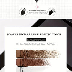 3 Shade Eyebrow Powder Kit - Natural Light Matte Texture