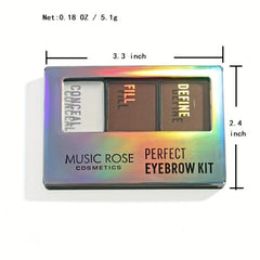 3 Shade Eyebrow Powder Kit - Natural Light Matte Texture