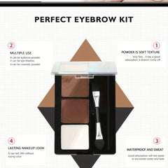 3 Shade Eyebrow Powder Kit - Natural Light Matte Texture