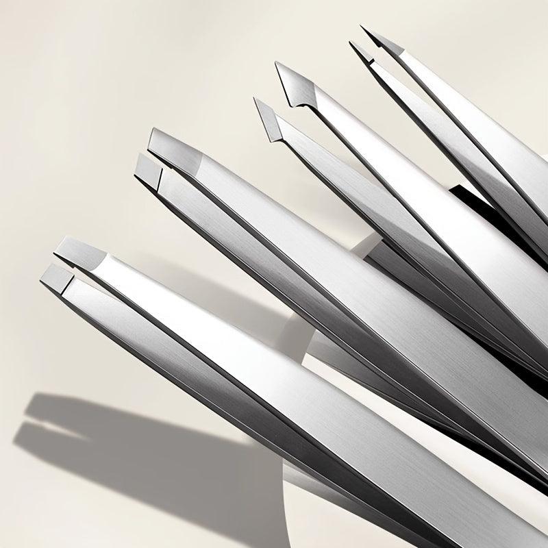 4-In-1 Stainless Steel Eyebrow Tweezers Set