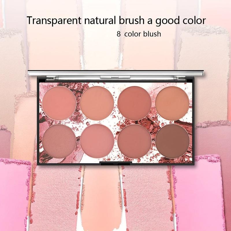 8 Blush Contouring Powder Palette - Waterproof Matte Shimmer Powder