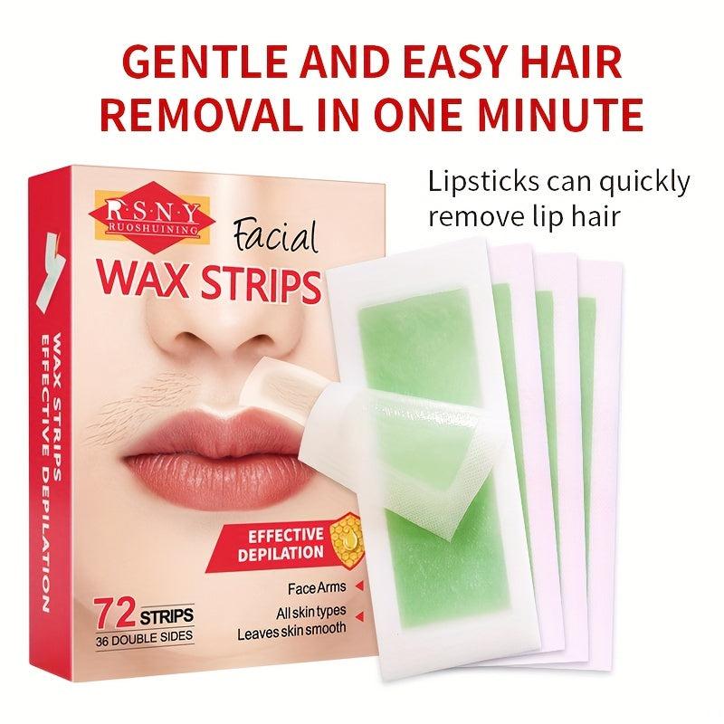 72 Facial Wax Strips Women All Skin Types Effective Depilation