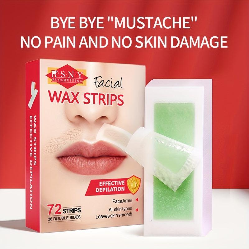 72 Facial Wax Strips Women All Skin Types Effective Depilation