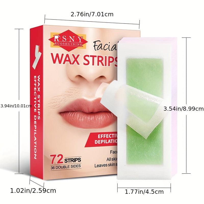 72 Facial Wax Strips Women All Skin Types Effective Depilation