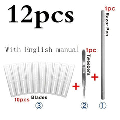 Steel Hair Tattoo Engraving Pen Men Fine Hairdressing Razor Eyebrow Shaving