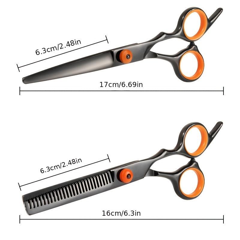 Professional Barber Scissors Hair Cutting Orange Flat Cutting Teeth Cutting Thin
