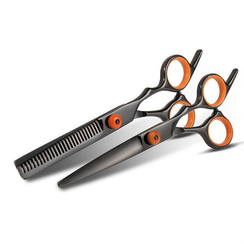 Professional Barber Scissors Hair Cutting Orange Flat Cutting Teeth Cutting Thin