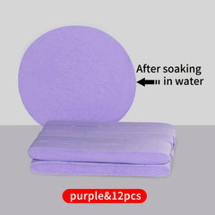 12pcs Face Cleansing Sponge Puff Wood Pulp Clean Face Thicken Remove Makeup