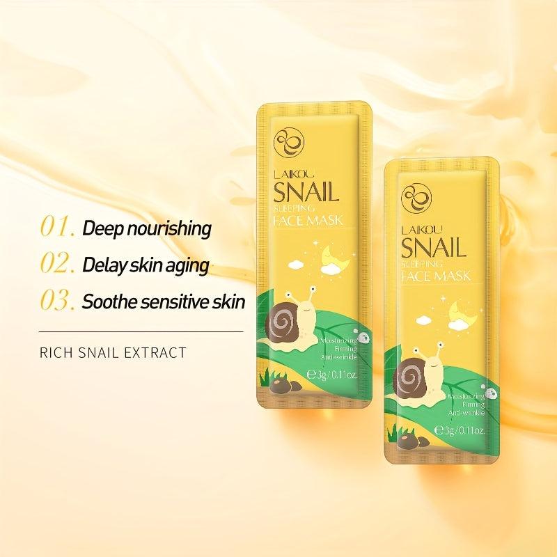10 Pcs Snail Face Mask Moisturizing Travel Smooth Wrinkle