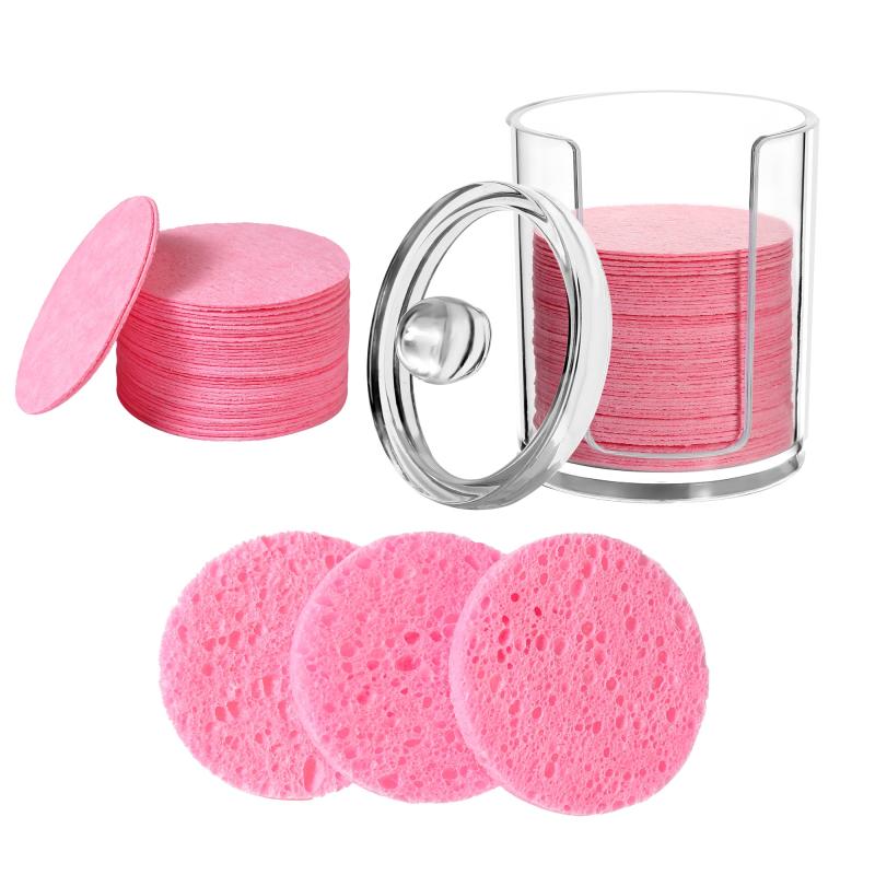 50 Round Natural Facial Sponges Soft Face Exfoliator