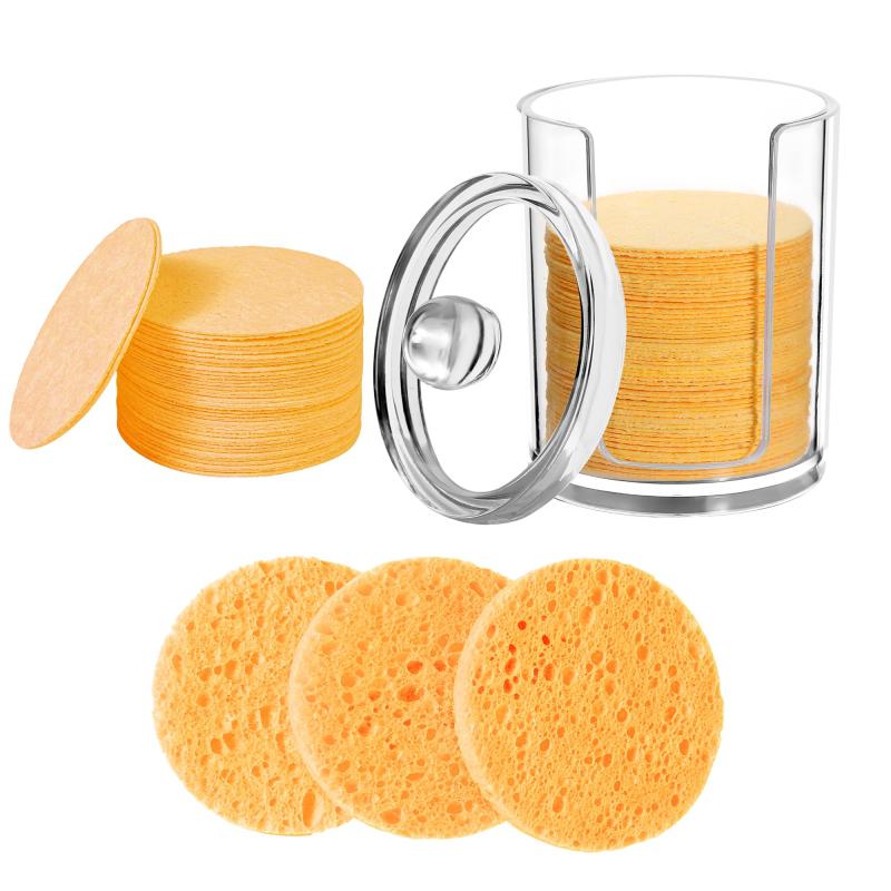 50 Round Natural Facial Sponges Soft Face Exfoliator