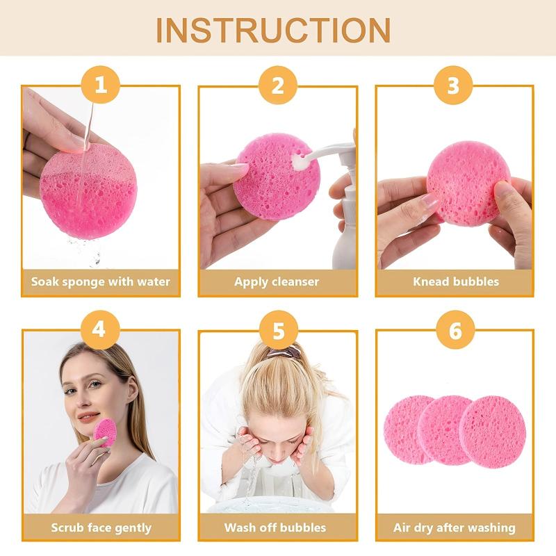 50 Round Natural Facial Sponges Soft Face Exfoliator