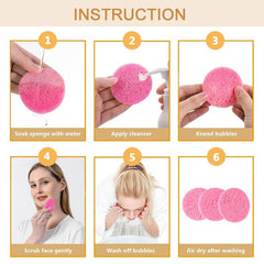 50 Round Natural Facial Sponges Soft Face Exfoliator