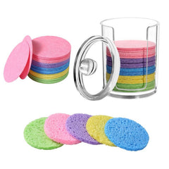 50 Round Natural Facial Sponges Soft Face Exfoliator