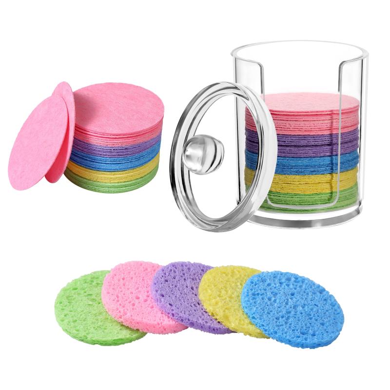 50 Round Natural Facial Sponges Soft Face Exfoliator