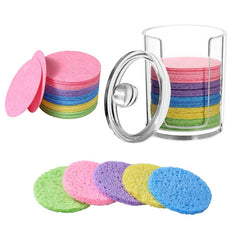 50 Round Natural Facial Sponges Soft Face Exfoliator