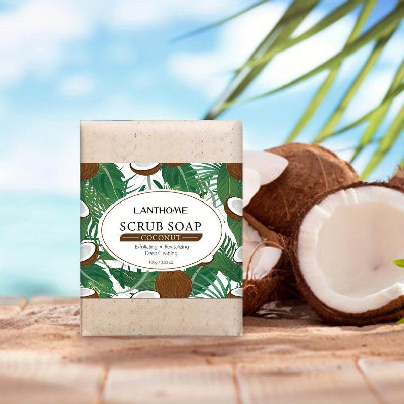 Coconut Scrub Soap Exfoliating Tightening Pores Dead Skin Acne Cleansing