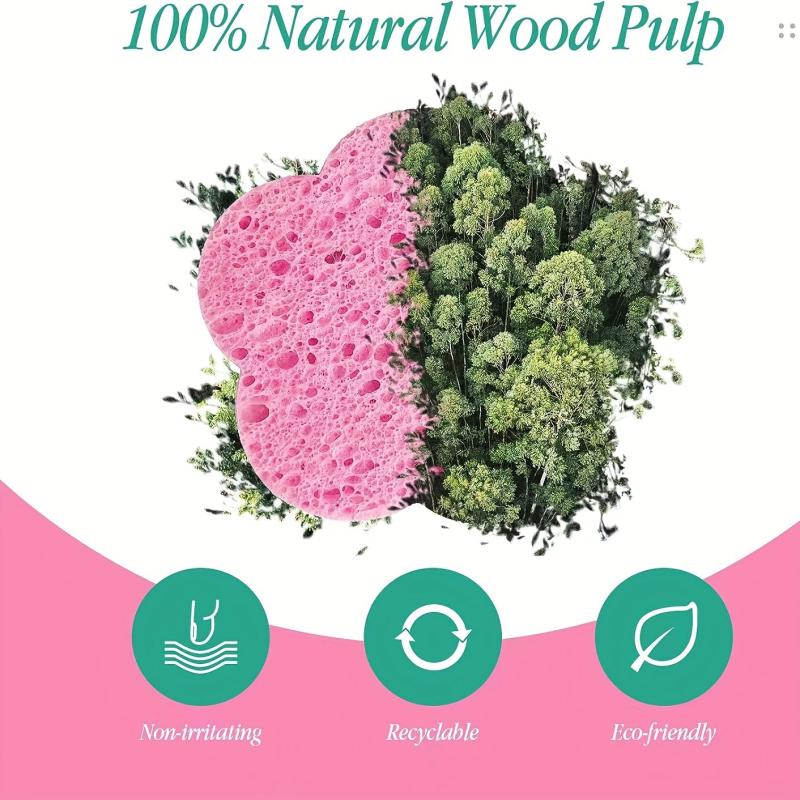 Flower Shape Compressed Facial Sponges Natural Reusable Cleansing Pads