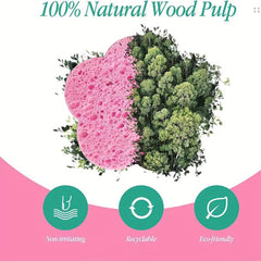 Flower Shape Compressed Facial Sponges Natural Reusable Cleansing Pads