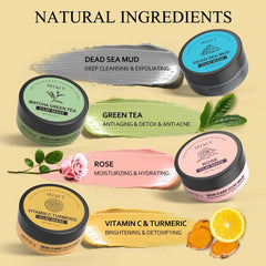 4 Pcs Clay Mask Set Turmeric Vitamin C Green Tea Dead Sea Rose Clay Mask