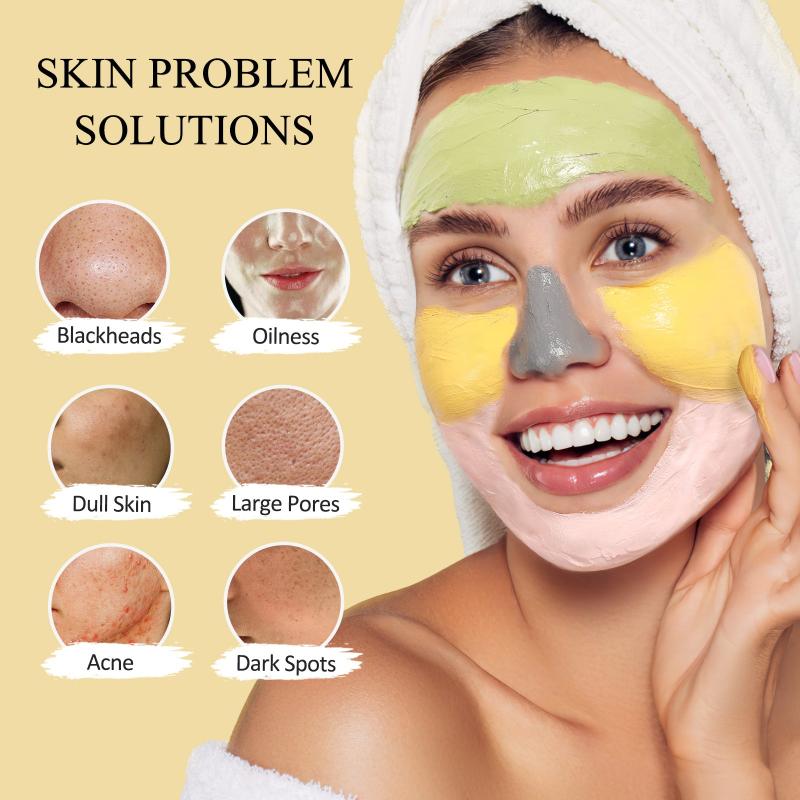4 Pcs Clay Mask Set Turmeric Vitamin C Green Tea Dead Sea Rose Clay Mask