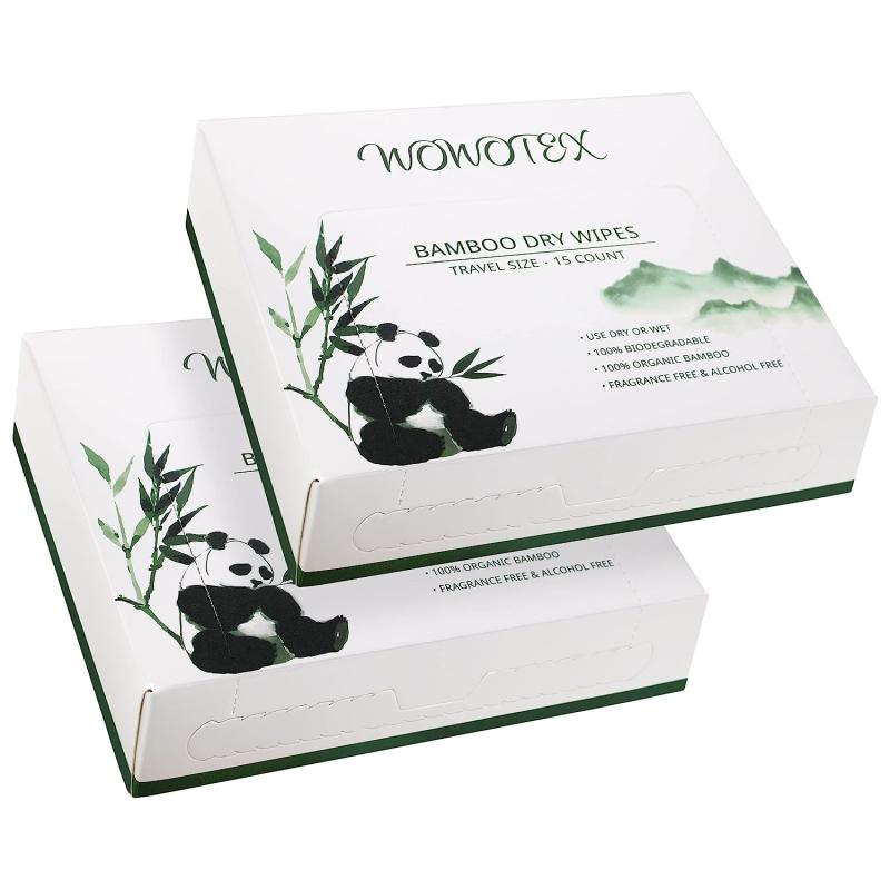 2 Pack Bamboo Disposable Face Towels Biodegradable Large Dry Face Wipes