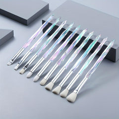 Crystal Handle Makeup Brush Set 10pcs Synthetic Bristles Powder Foundation Blush