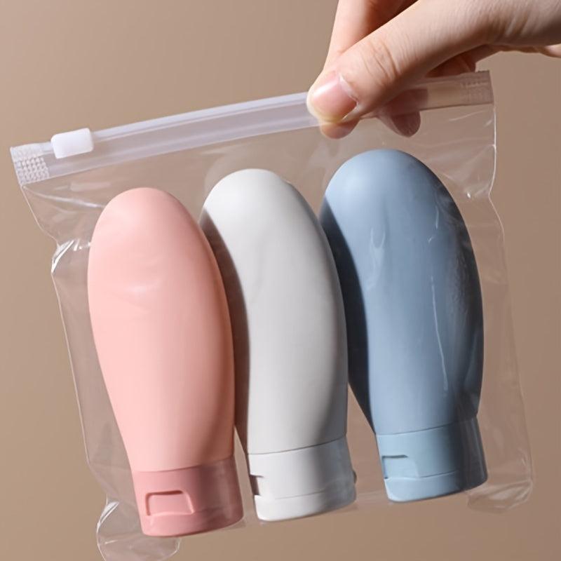 3 Refillable Silicone Bottles Leak Proof for Travel Toiletries