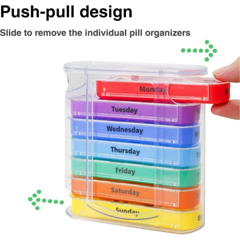 Travel Pill Box Weekly Pill Organizer 7 Days Stackable Pill Dispenser
