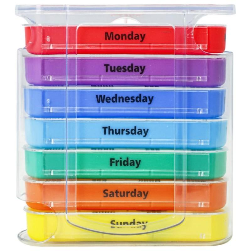 Travel Pill Box Weekly Pill Organizer 7 Days Stackable Pill Dispenser