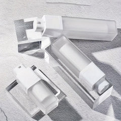 Double Layer Vacuum Cream Jar 15ml 30ml 50ml Frosted Square Rotary Bottle