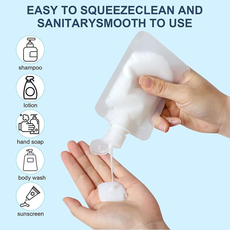 10 pcs Portable Flat Pouch with Paste Bottle Travel Clear Plastic Empty Bag