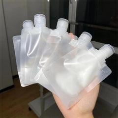 10 pcs Portable Flat Pouch with Paste Bottle Travel Clear Plastic Empty Bag