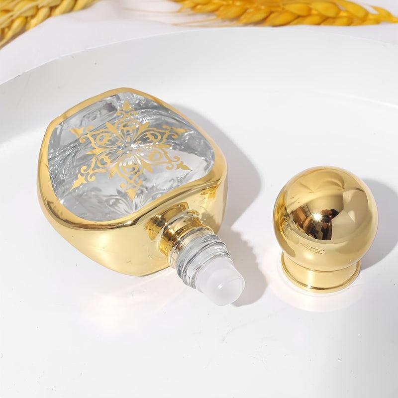 Golden Round Glass Roller Bottles 10ml for Oils Perfume Travel Bottle
