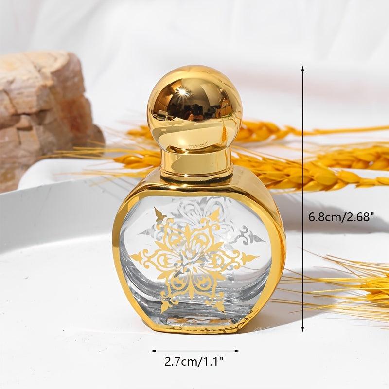 Golden Round Glass Roller Bottles 10ml for Oils Perfume Travel Bottle