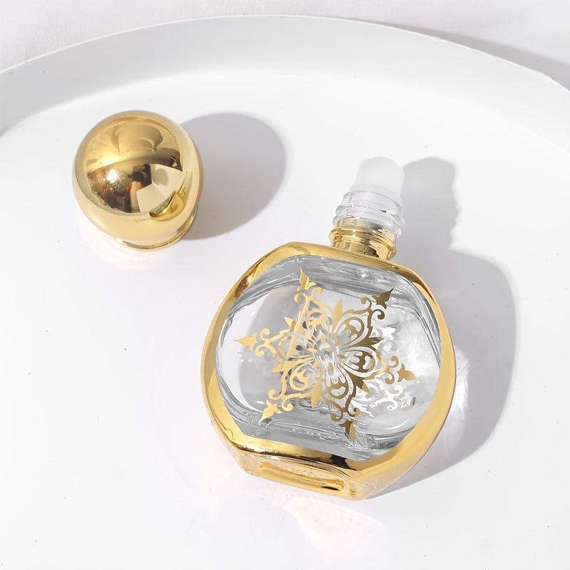 Golden Round Glass Roller Bottles 10ml for Oils Perfume Travel Bottle