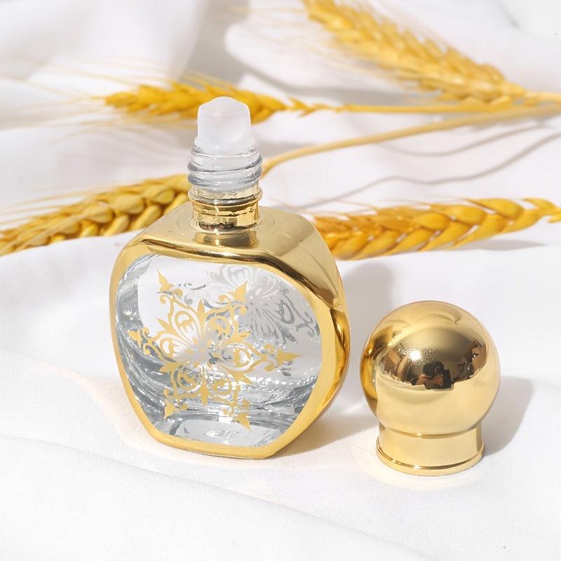 Golden Round Glass Roller Bottles 10ml for Oils Perfume Travel Bottle