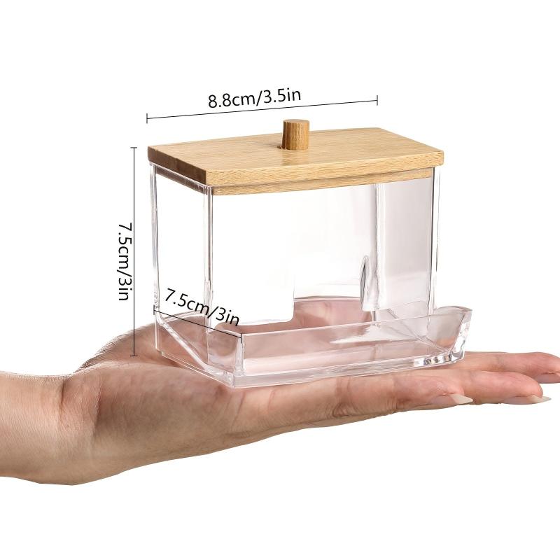 Wooden Swab Pads Holder with Q Tip Dispenser