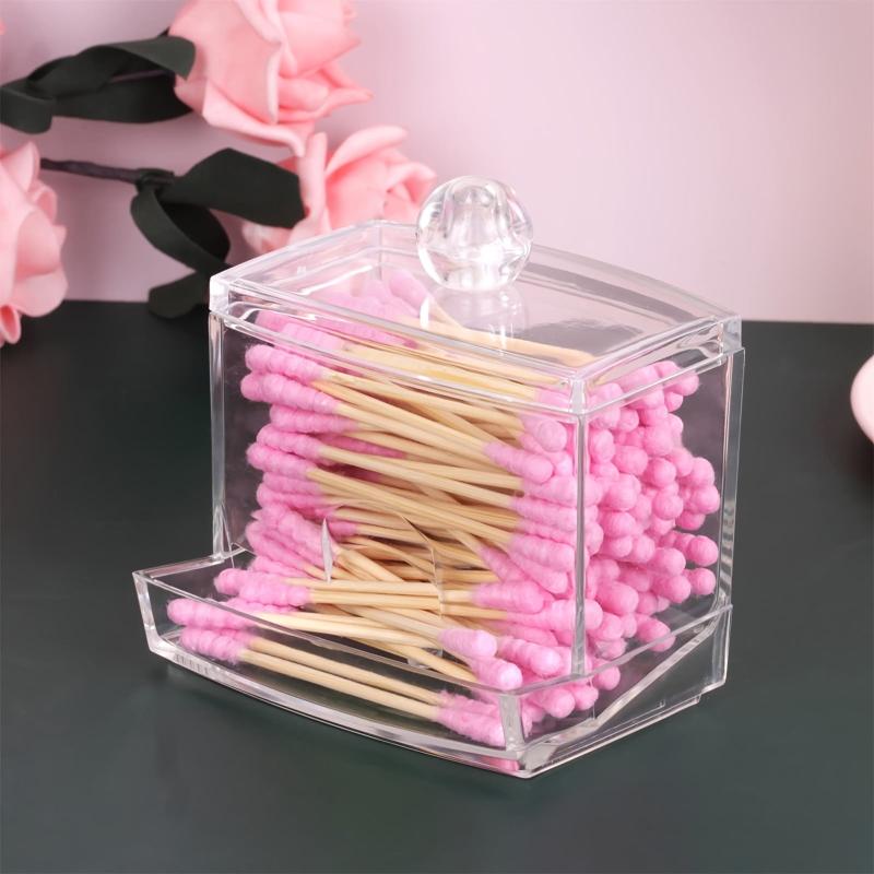 Wooden Swab Pads Holder with Q Tip Dispenser
