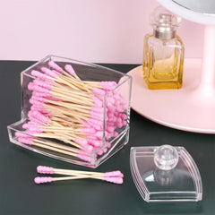 Wooden Swab Pads Holder with Q Tip Dispenser