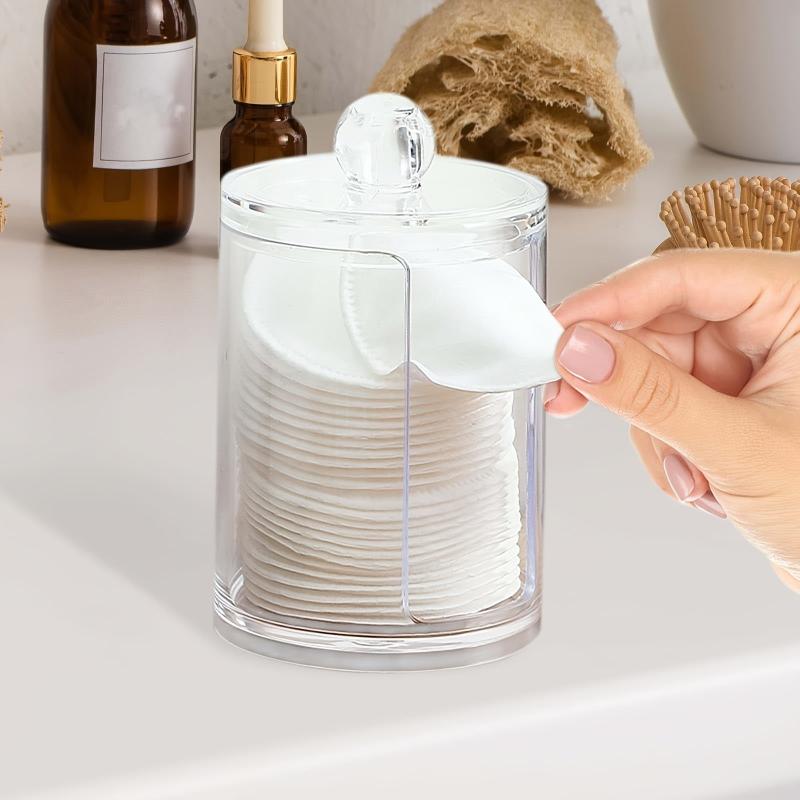Clear Acrylic Cotton Swabs Dispenser Bathroom Storage Canister