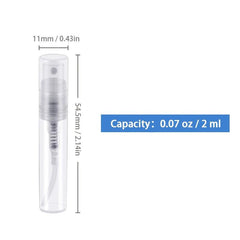 20 Mini Clear Plastic Spray Bottle Portable Refillable Perfume Atomizer 2ml