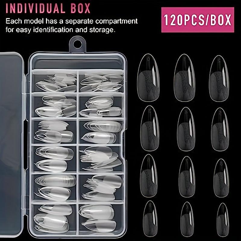 120pcs Oval Nail Tips Matte Finish DIY Salon Use