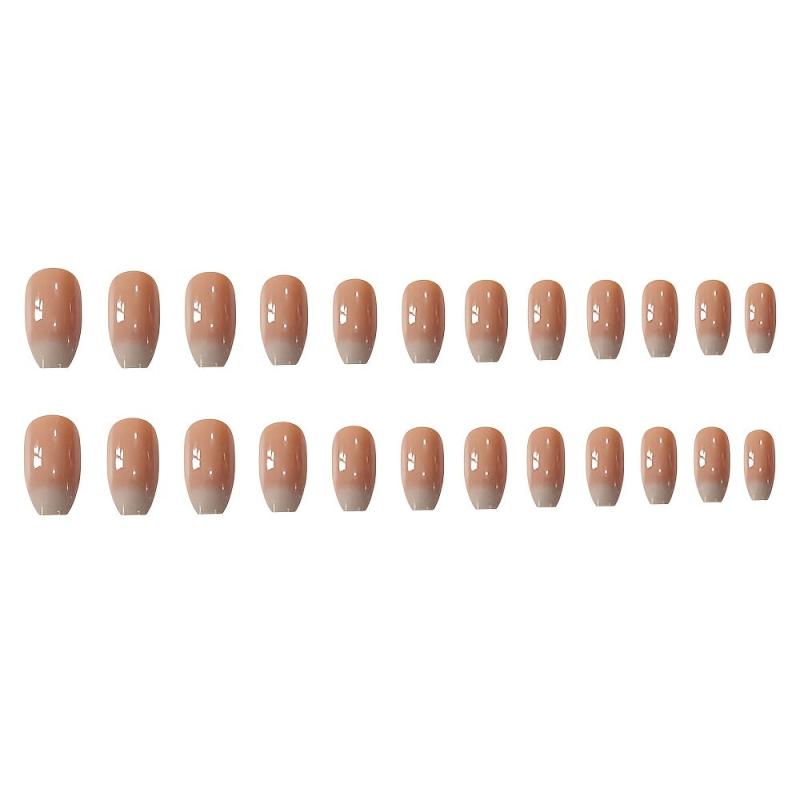 Ombre French Press Nails Medium Gradient Glossy Acrylic False Nails