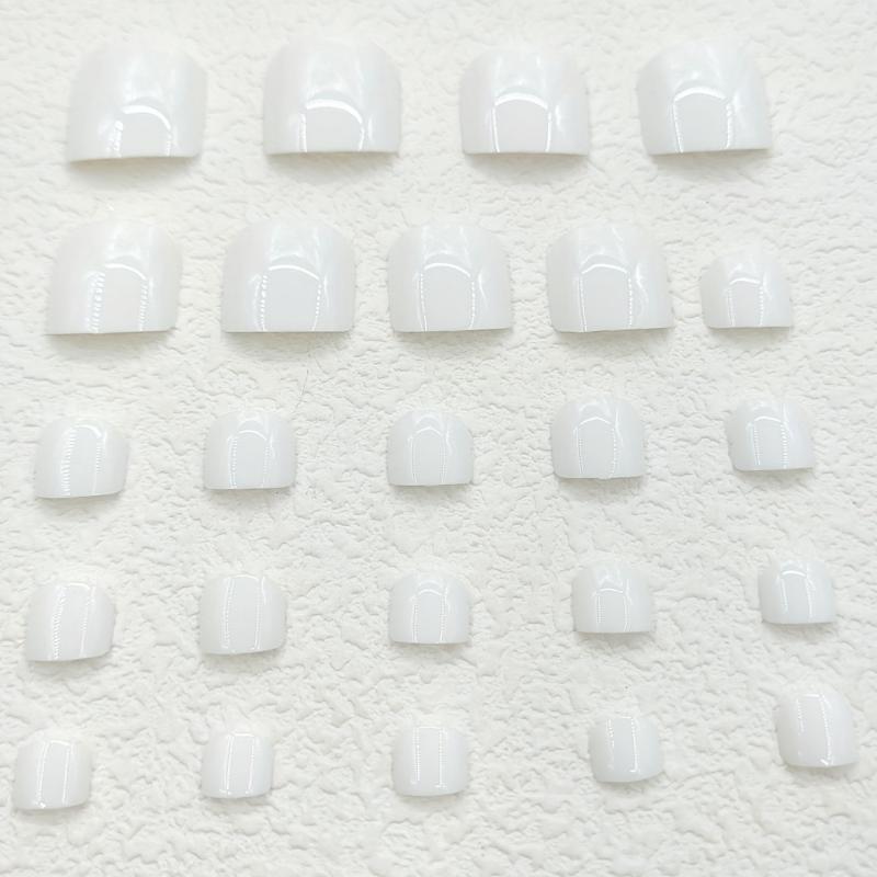 24pcs Glossy False Toenails Full Cover Easy to Apply and Remove