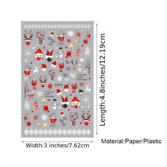 Christmas 3D Nail Stickers Santa Fawn Socks Tree Self Adhesive Nail Stickers
