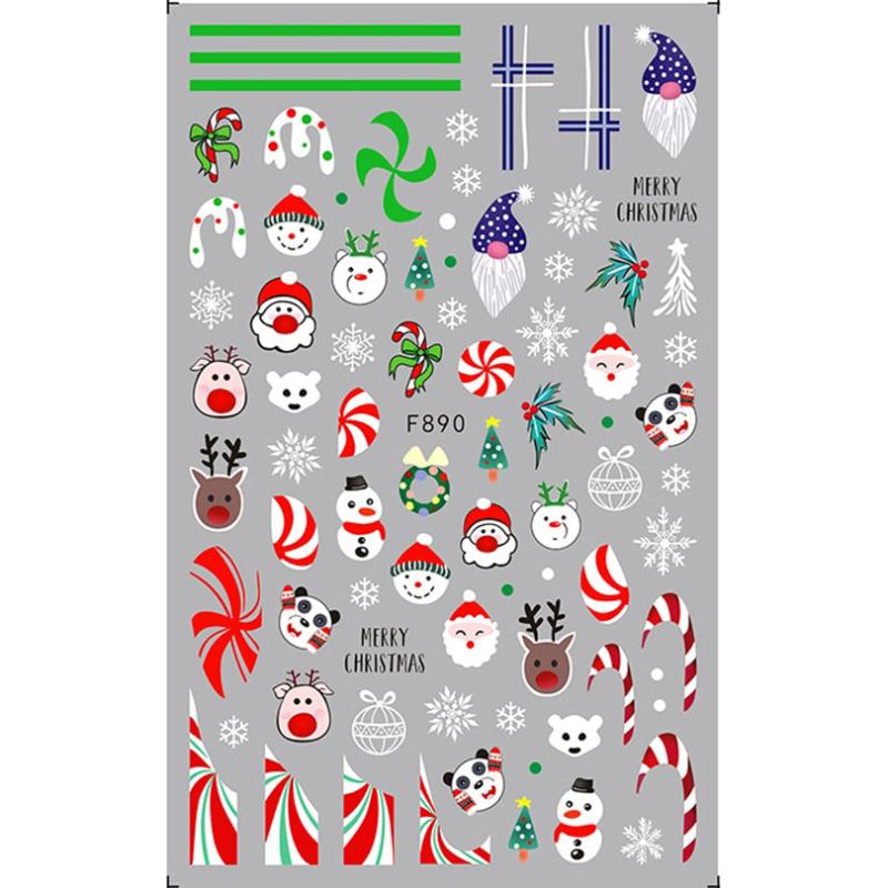 Christmas 3D Nail Stickers Santa Fawn Socks Tree Self Adhesive Nail Stickers